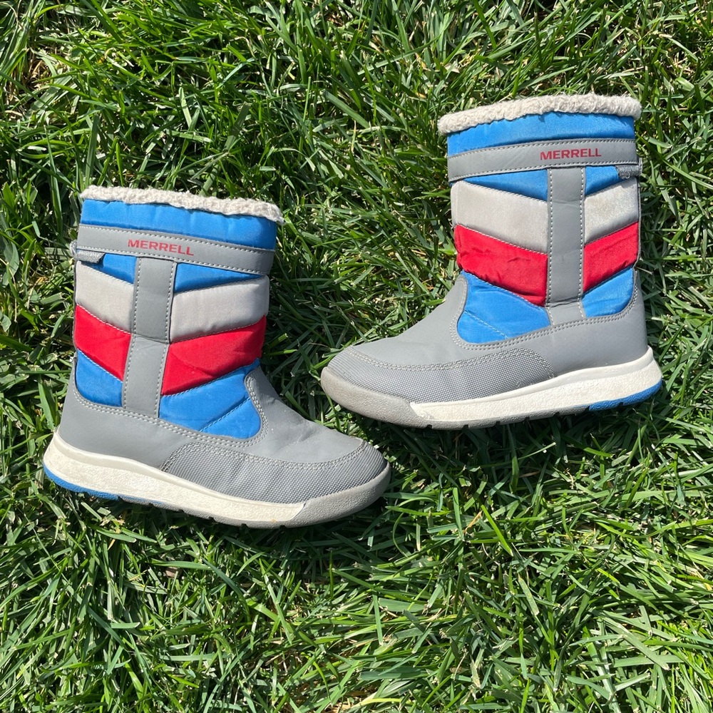 Merrell Kids' Gray, Blue, and Red Snow Boots